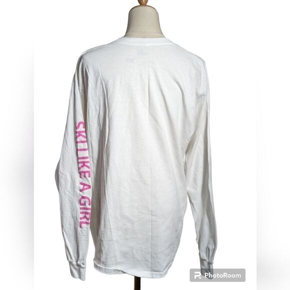 Ski Like A Girl Pink and White Long Sleeve Tee - Picture 4 of 7